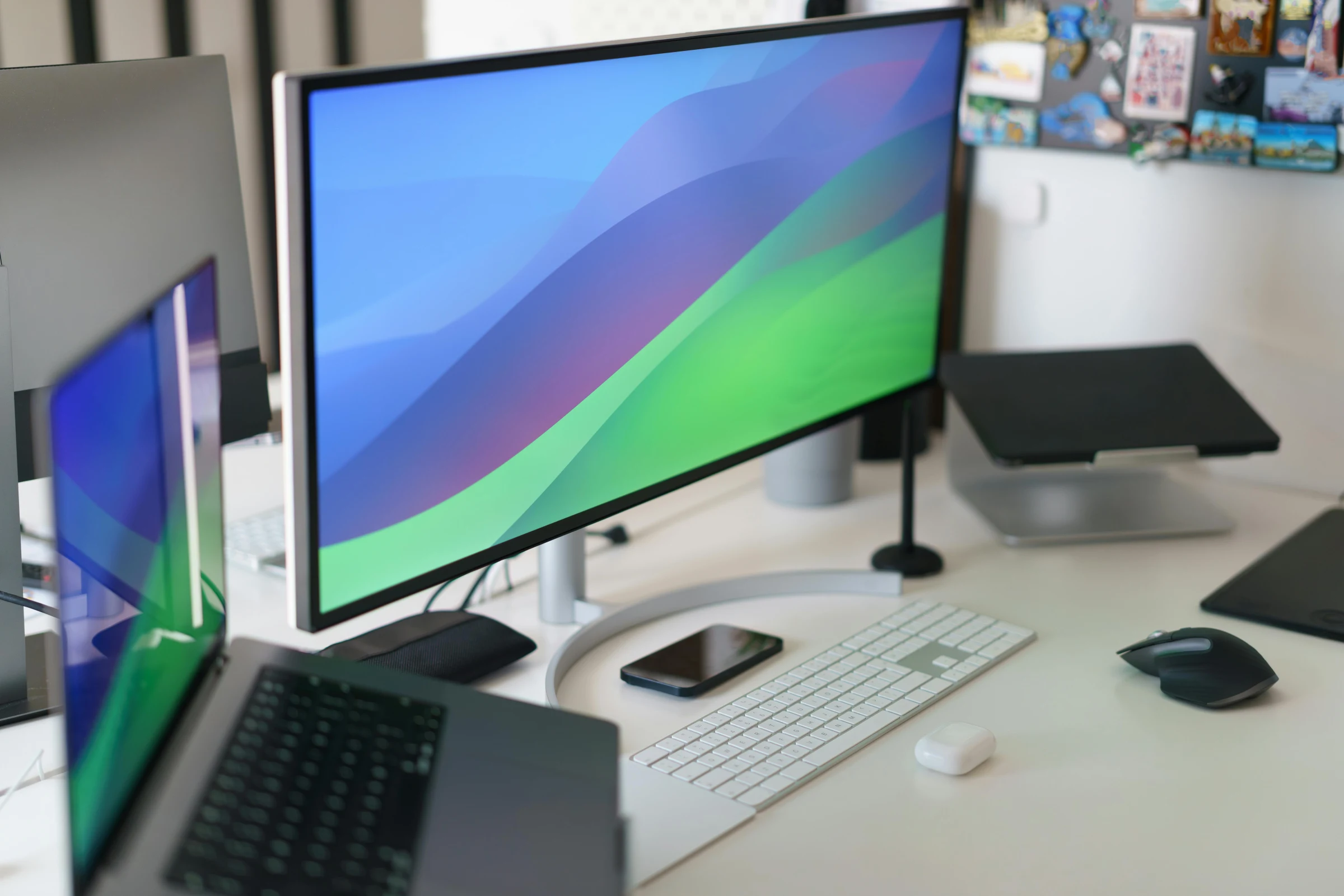 A modern multi-monitor workstation setup